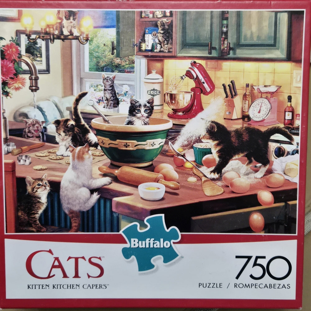 CATS-"Kitten Kitchen Capers"- 750 Piece Jigsaw Buffalo Games Puzzle